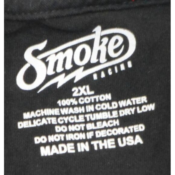 Tony Stewart Smoke Racing T-Shirt Black 2XL 100% Cotton Made In USA - Picture 3 of 5